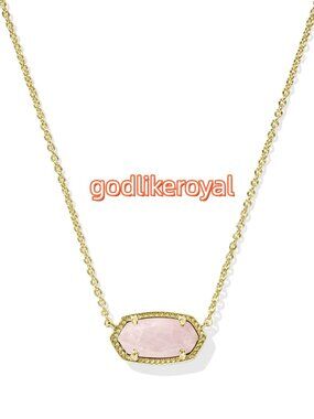 Elisa Gold Pendant Necklace in Rose Quartz